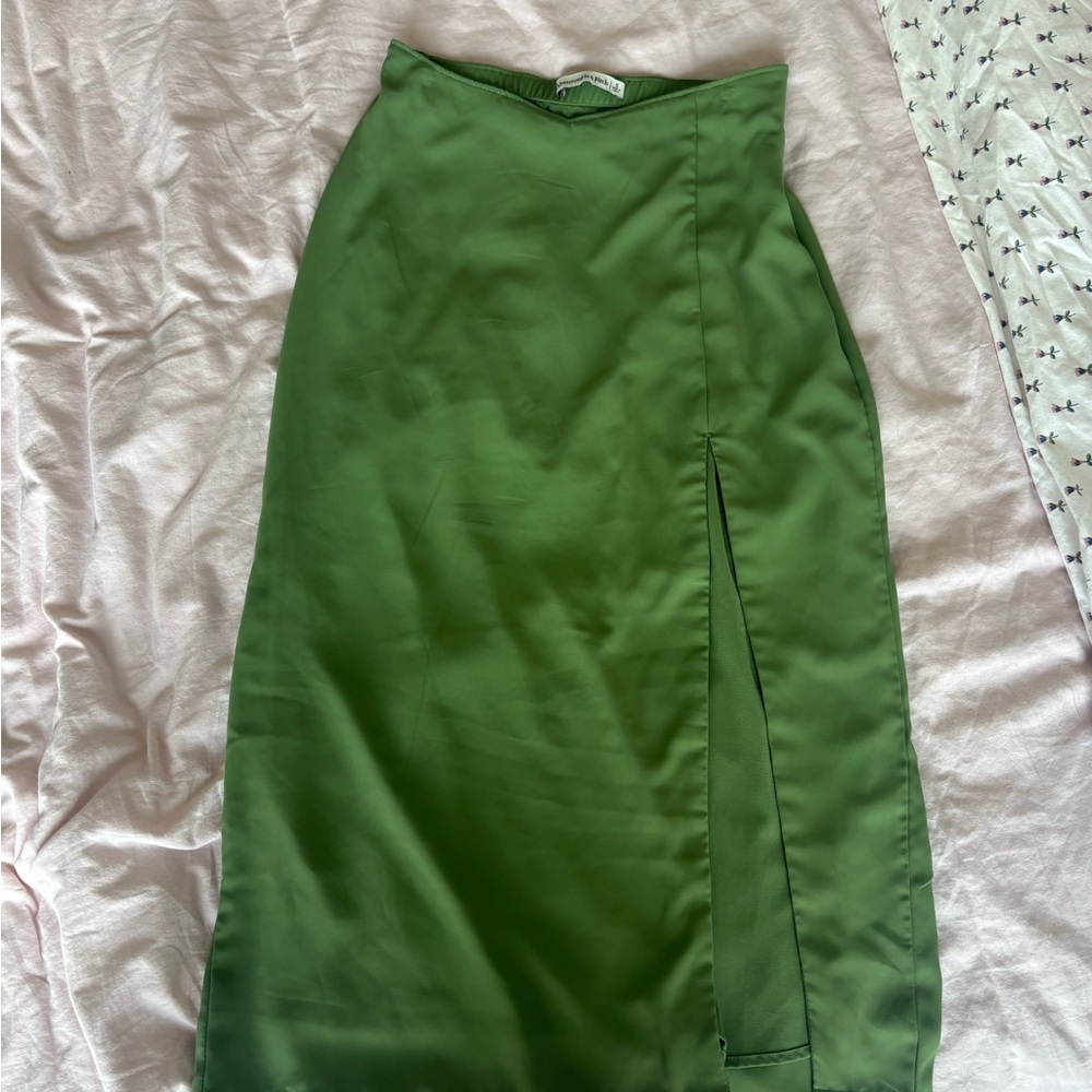 Abercrombie & Fitch Vibrant Green Midi Skirt